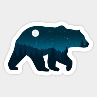 Night Forest Bear Sticker